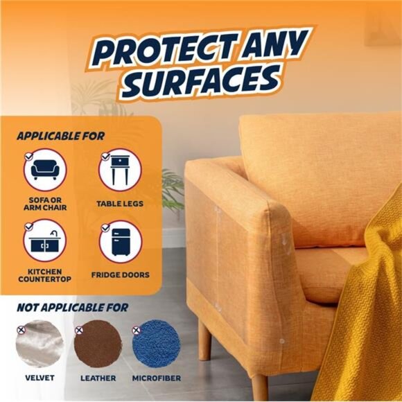 Furniture Protector,8Pack,HeavyDuty Anti-Scratch Cat Couch Protector,Transparent - Picture 5 of 7